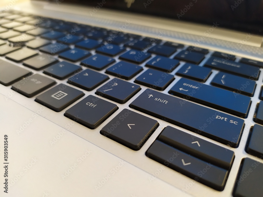 closeup notebook laptop keyboard