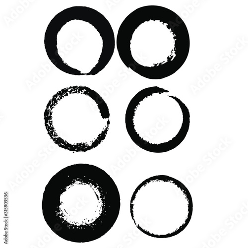 Vector brush circles. Hand drawn brush. Real paint imitation. Pen stroke. Ink splash vector. Real ink imitation