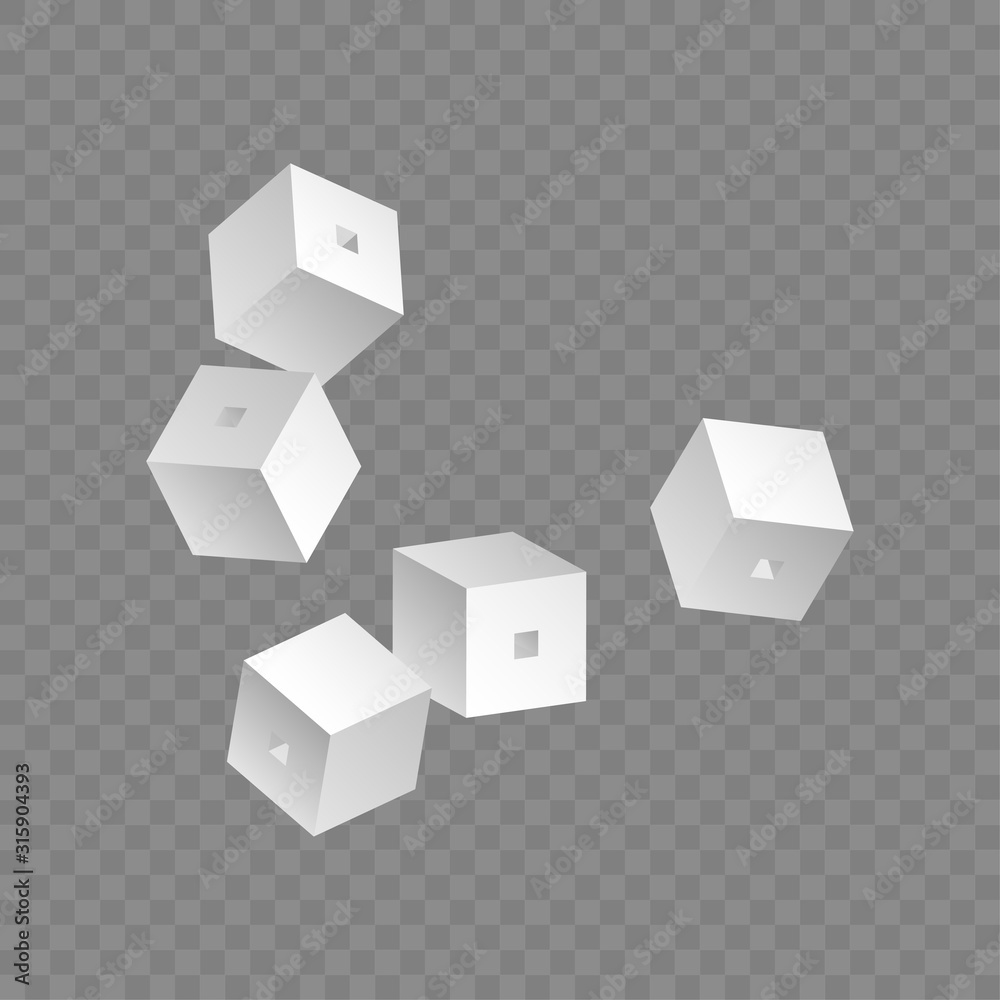 White cubes. 3D-modeling. Isolated on transparent background. Vector illustration for web design or print. White cubes. 3D-modeling. Isolated on transparent background. Vector illustration for web design or print.