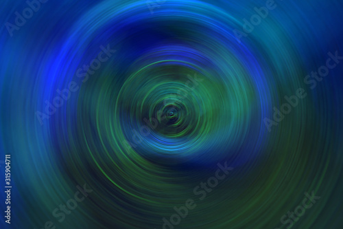 Blurred radial gradient dark blue and green background. Mixed circular texture