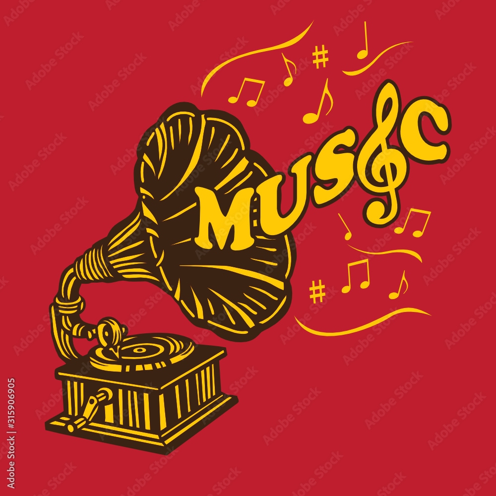 Gramophone Music Illustration Gramophone Music Illustration