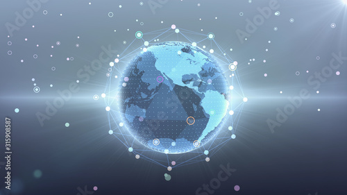 Earth on Digital Network concept background, U.S.A, North America,