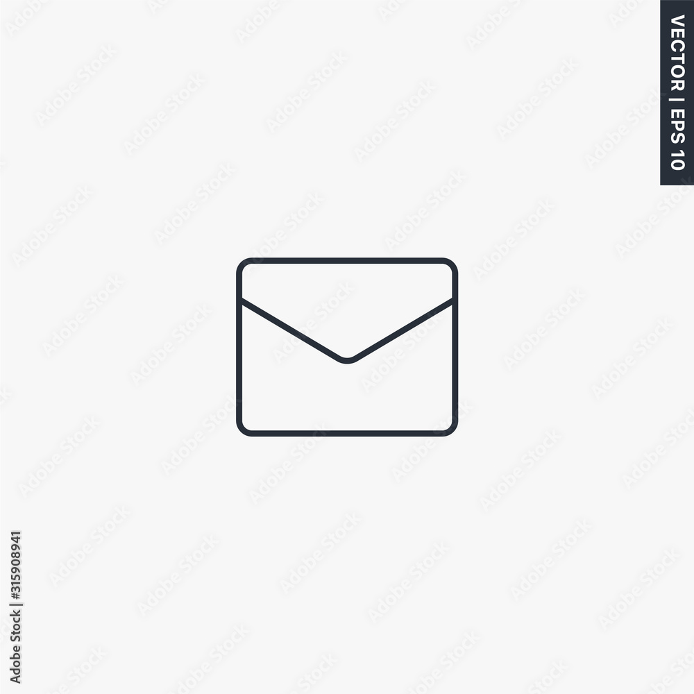 Envelope, mail icon, linear style sign for mobile concept and web design Envelope, mail icon, linear style sign for mobile concept and web design