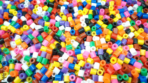 Colorful beads on a white background
