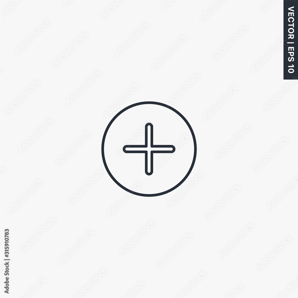 Plus icon, linear style sign for mobile concept and web design Plus icon, linear style sign for mobile concept and web design