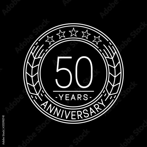 50 years anniversary logo template. 50th line art vector and illustration.