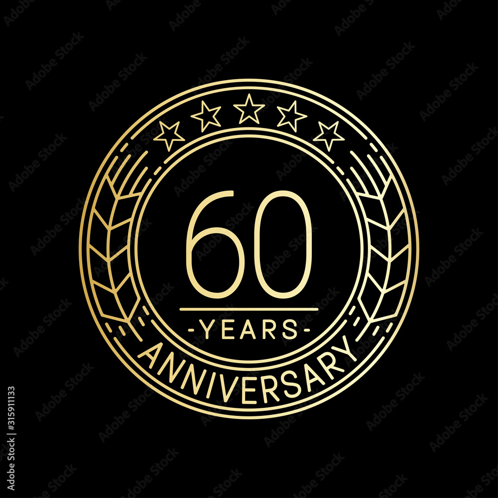 60 years anniversary logo template. 60th line art vector and illustration. 60 years anniversary logo template. 60th line art vector and illustration.