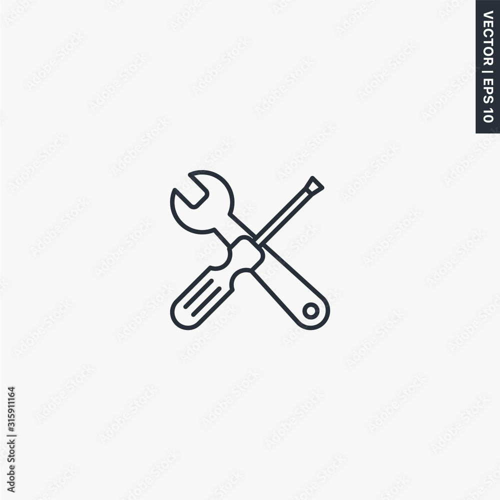 Repair, service, tools icon, linear style sign for mobile concept and web design Repair, service, tools icon, linear style sign for mobile concept and web design