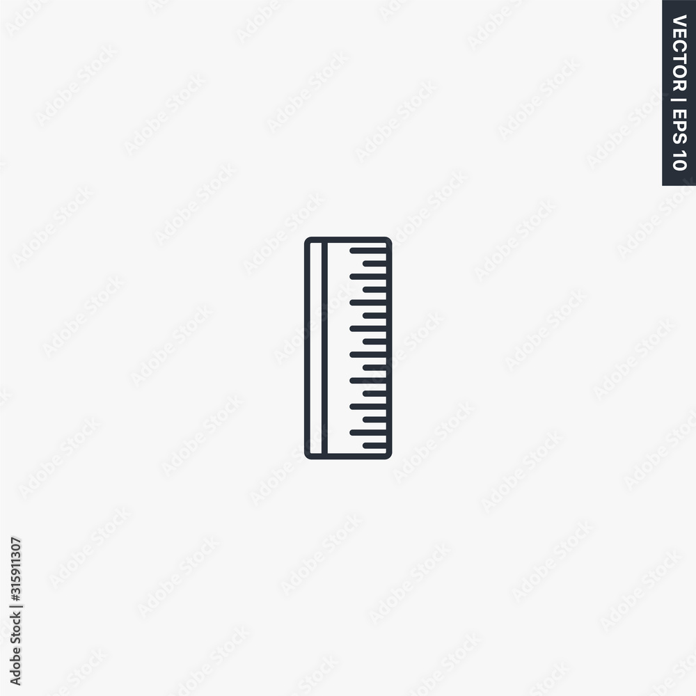Ruler icon, linear style sign for mobile concept and web design Ruler icon, linear style sign for mobile concept and web design