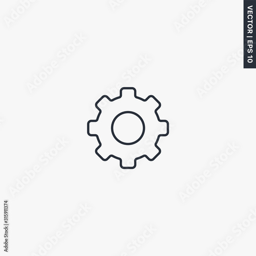 Setting, gear icon, linear style sign for mobile concept and web design