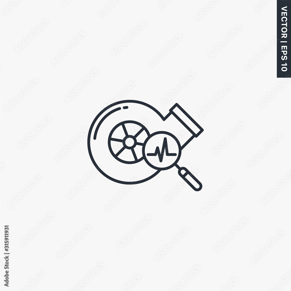 Turbine repair icon, linear style sign for mobile concept and web design Turbine repair icon, linear style sign for mobile concept and web design