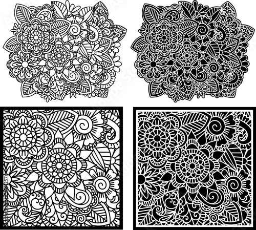 Floral Pattern, Background, Lattice, Stencils, Template, Cut File, Vector, Digital Stencil, Zentangle, Flower Pattern, Coloring Pages