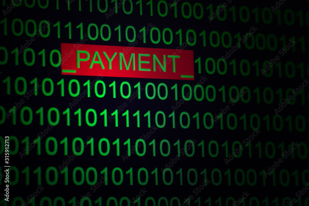 word payment in a binary code of green color on a black background word payment in a binary code of green color on a black background
