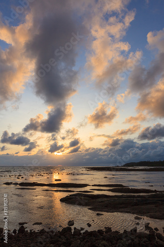 Rocky beach landscape at tip of Borneo