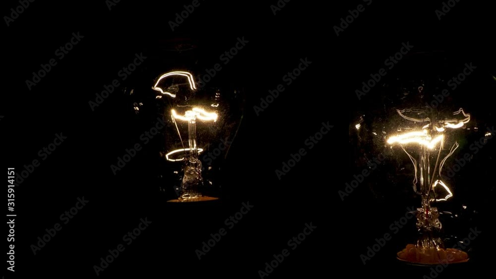 Classic vintage lamps with tungsten filament used for light and decoration in early years of last century, great innovation from Edison