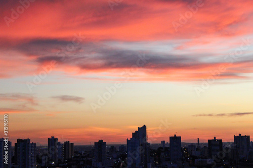 pink sunset over the city