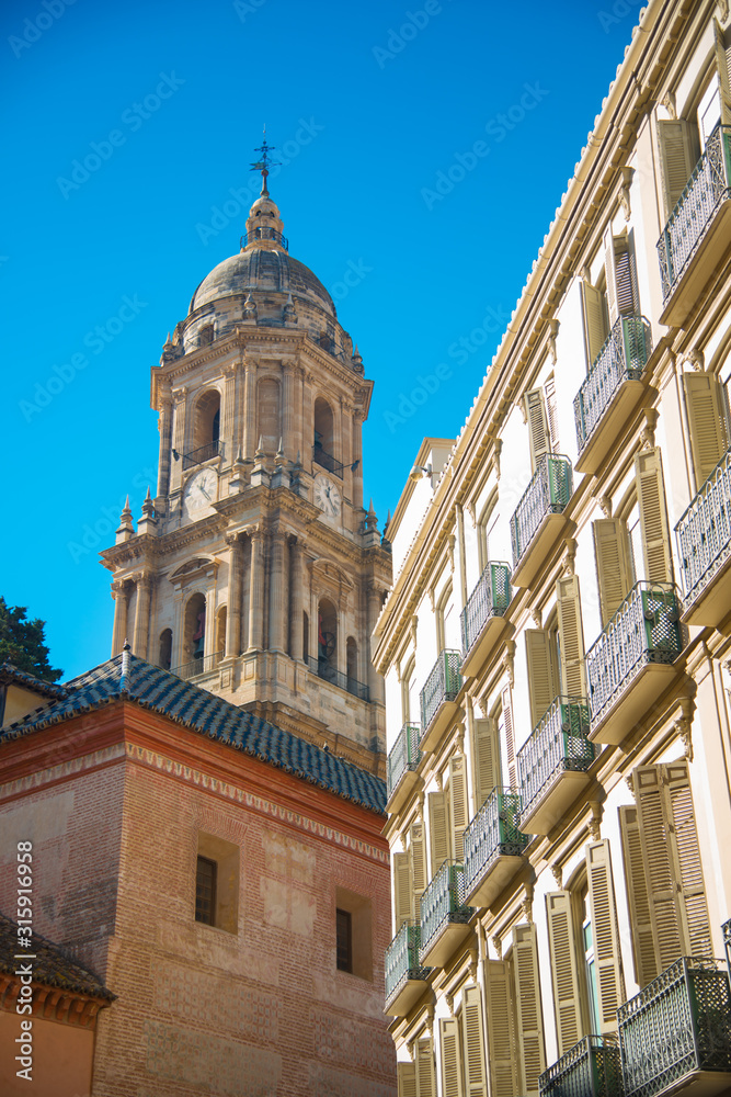 ANDALUSIA, SPAIN - February 6, 2019: Malaga is a town in Granada, Spain. It is known as La Malaga de Picaso.