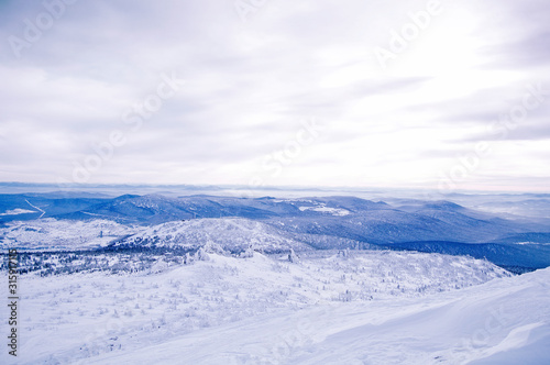 Panorama Sheregesh Mountains. Siberia Region. Ski resort. © OLGA