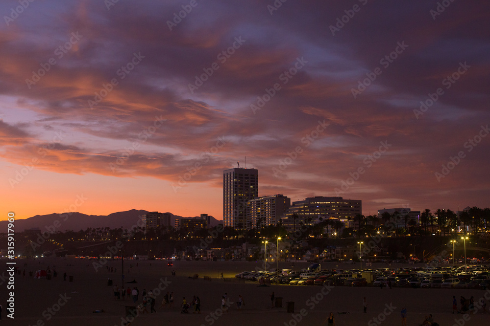 Fototapeta premium Los angeles santa monica sunset