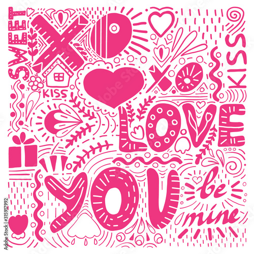 Valentine's Day Love Hearts Sketchy Notebook Doodles Design
