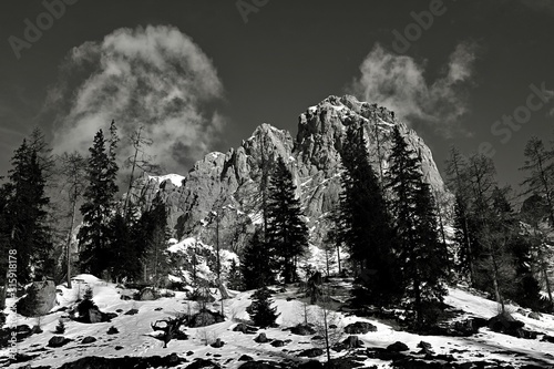 Alps scenery in black and white