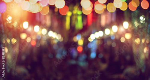 Photography blurred bokeh festival night light of city