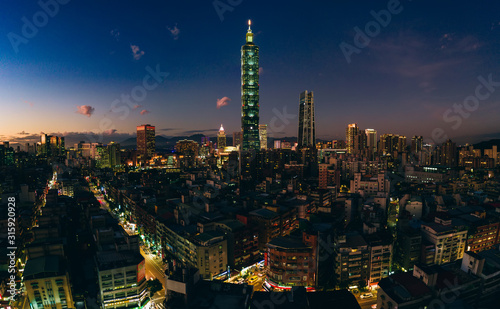 Taipei, Taiwan - September 09, 2019 : Xinyi District at Taipei, Taiwan.The district is a prime shopping area in Taipei, anchored by a number of department stores and malls.