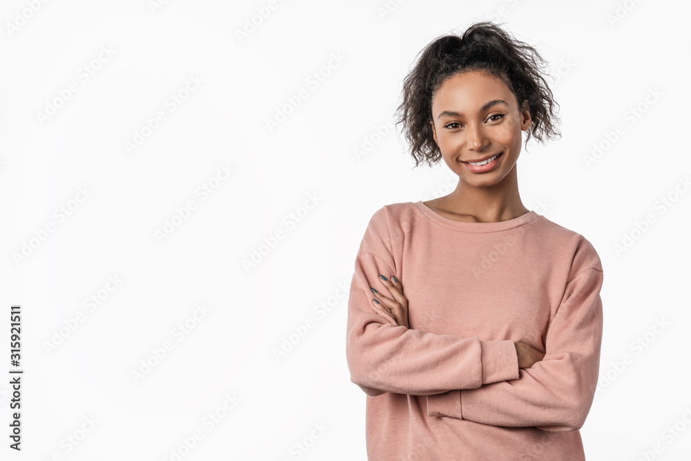 Portrait of beautiful cheerful girl smiling and looking at camera Portrait of beautiful cheerful girl smiling and looking at camera
