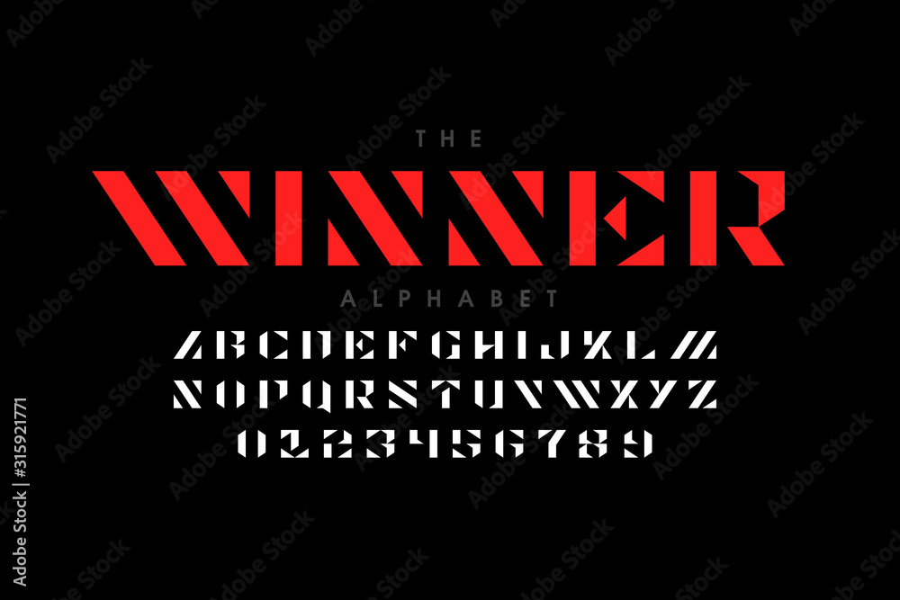 Plakat Modern font design, alphabet letters and numbers