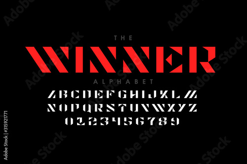 Modern font design, alphabet letters and numbers