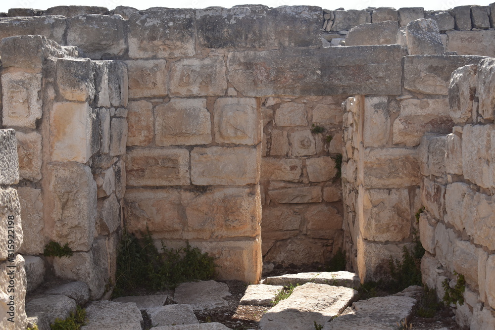 Ancient wall and door ruins at Mt. Gerizim National Park