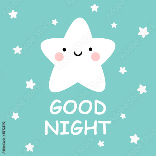 Cute vector good night card with cartoon stars