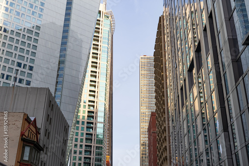 Variety of Skyscrapers on a Street in Streeterville Chicago