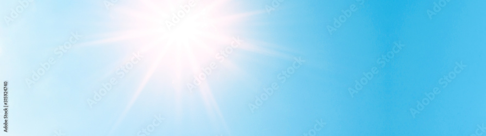 Blue sky with sunshine background panorama banner Blue sky with sunshine background panorama banner
