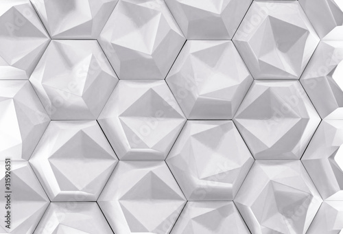 Valokuva White gypsum wall panel with 3D effect