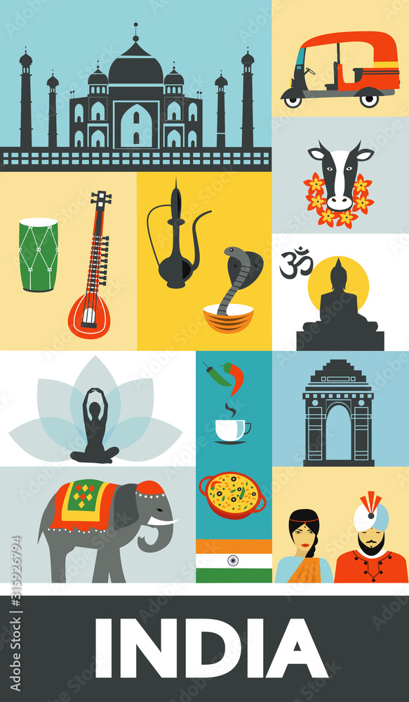 Indian symbols and icons. Stock Vector | Adobe Stock