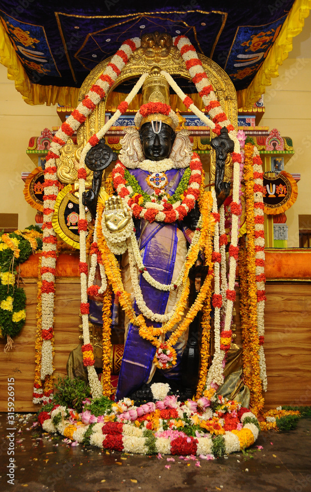 The famous lord vishnu as athi varadhar in kanchipuram varadaraja perumal  temple Stock Photo | Adobe Stock