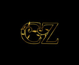 Golden C, Z and CZ Luxury Letter Logo Icon 