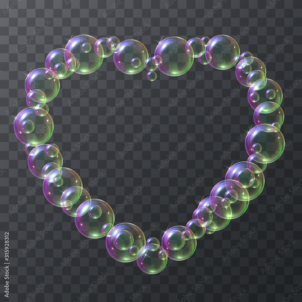 Obraz premium Soap bubbles in the form of a heart shape