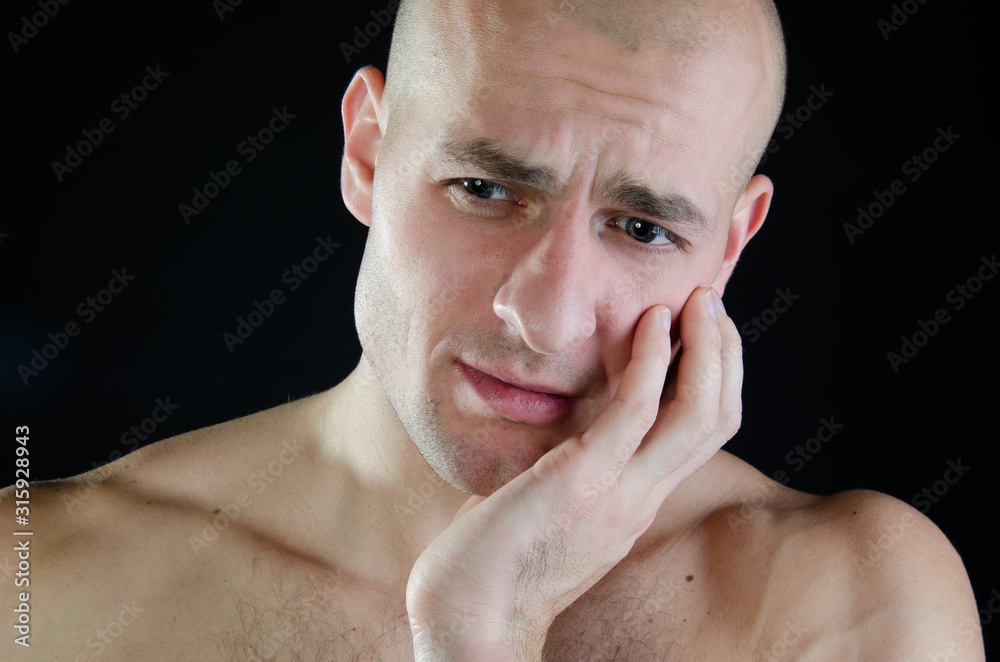 Fototapeta premium Toothache . Attractive man and health problems.