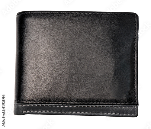 Close up the wallet or purse with money on isolated white background.