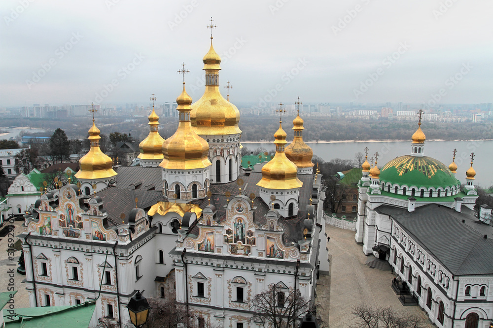 Orthodox church of the Lavra complex top view