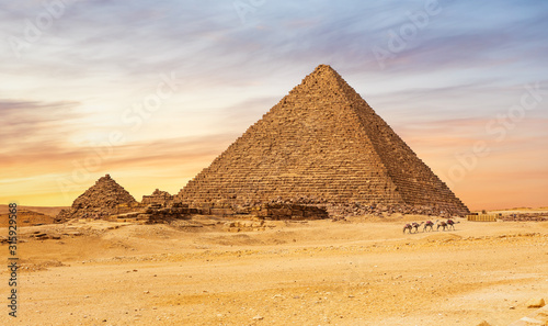Famous Pyramid of Menkaure, Giza complex, Cairo, Egypt