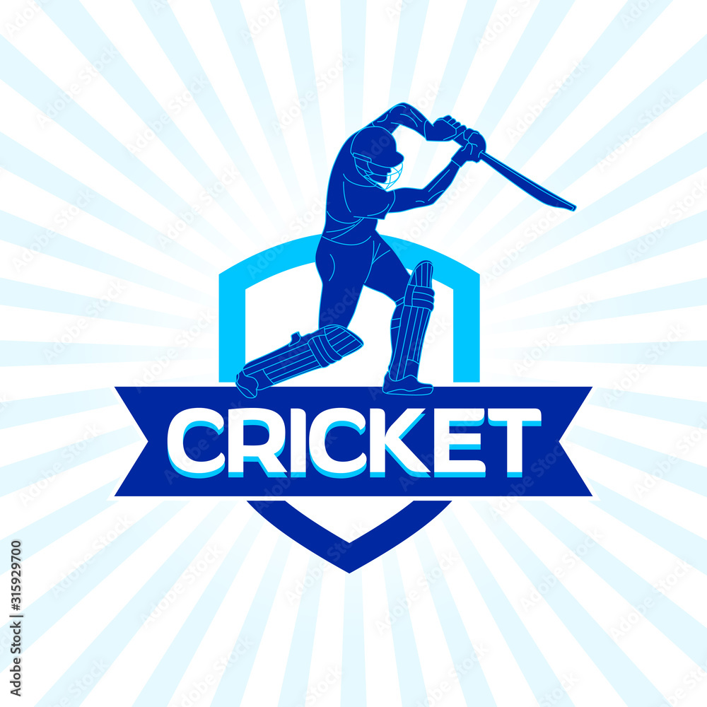 Abstract Cricket team logo design, concept, poster, template, banner, icon, unit, label, web, mnemonic