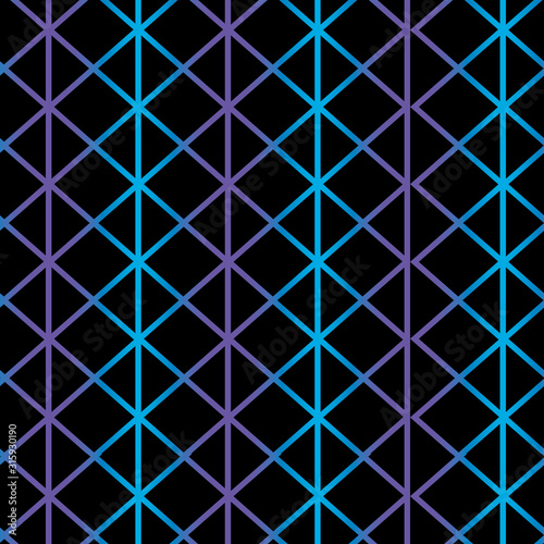 Elegant luxury pattern with outline gradient cyan and purple triangles and rhombus. Seamless pattern for wrapping paper, packet, website, card, packaging, textile. Vector illustration