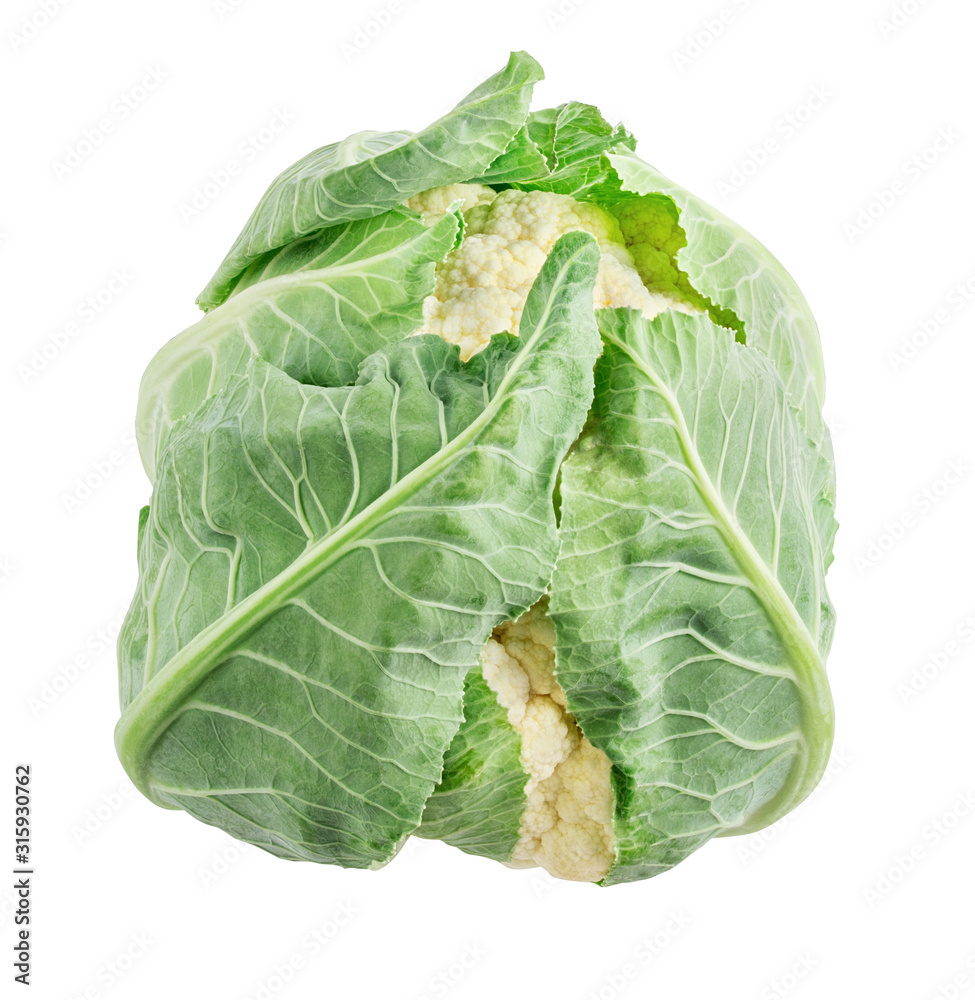 Obraz premium Cauliflower isolated on white background with clipping path