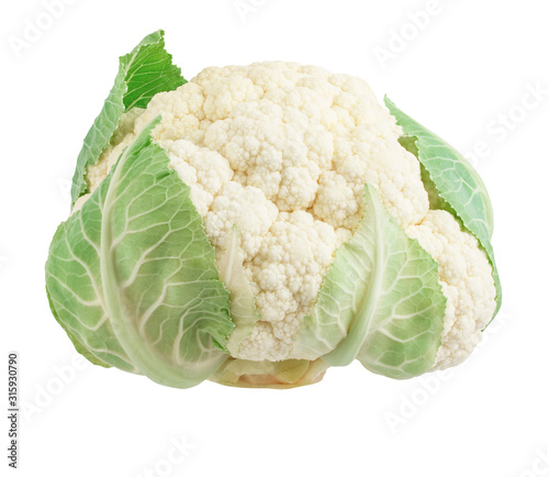 Cauliflower isolated on white background with clipping path