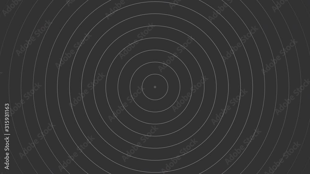 Radio Waves Background, Thin. Multiple thin circular waves emminating and radiating outward from the center of the screen.