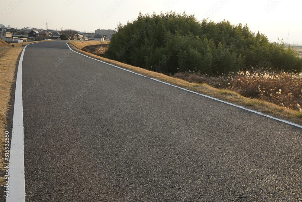 Fototapeta premium 河川敷沿いの道