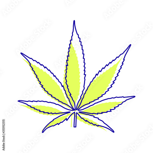 Marijuana leaf, cannabis icon vector on white background